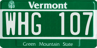 VT license plate WHG107