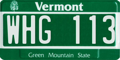 VT license plate WHG113