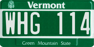 VT license plate WHG114