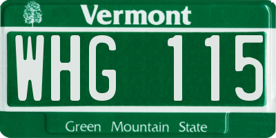 VT license plate WHG115