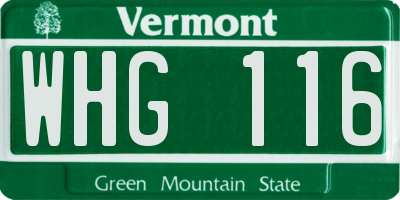 VT license plate WHG116