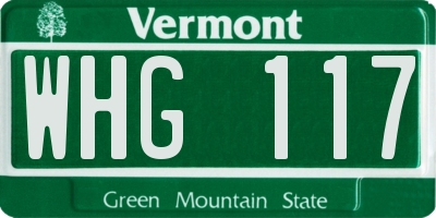 VT license plate WHG117