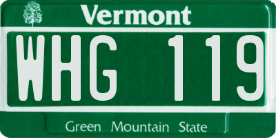 VT license plate WHG119