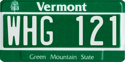 VT license plate WHG121