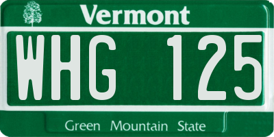 VT license plate WHG125