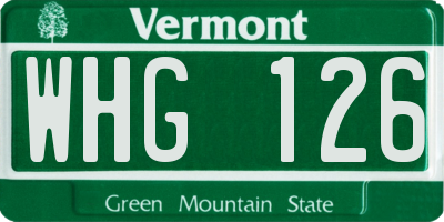 VT license plate WHG126