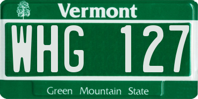 VT license plate WHG127