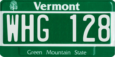VT license plate WHG128