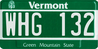 VT license plate WHG132