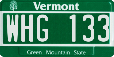 VT license plate WHG133