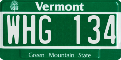 VT license plate WHG134