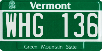 VT license plate WHG136