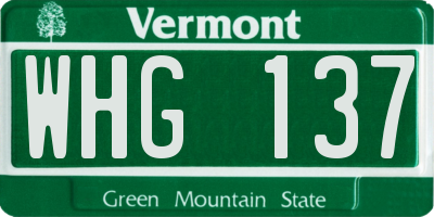 VT license plate WHG137