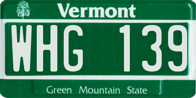 VT license plate WHG139