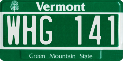 VT license plate WHG141