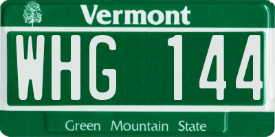 VT license plate WHG144