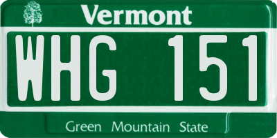 VT license plate WHG151