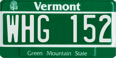 VT license plate WHG152