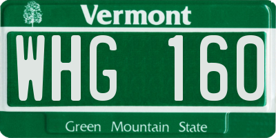 VT license plate WHG160