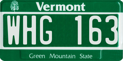 VT license plate WHG163
