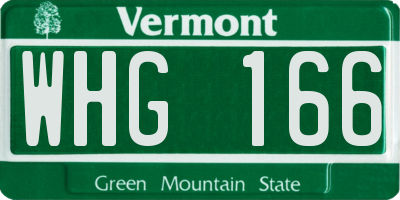 VT license plate WHG166