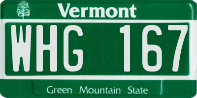 VT license plate WHG167