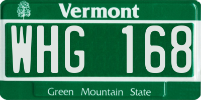 VT license plate WHG168