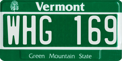 VT license plate WHG169
