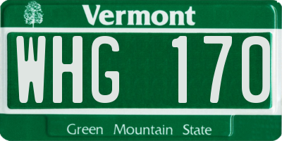 VT license plate WHG170