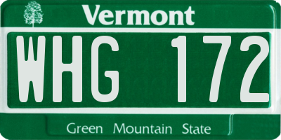 VT license plate WHG172