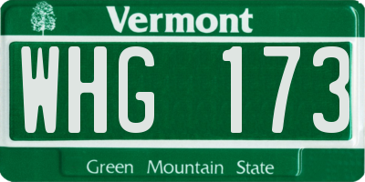 VT license plate WHG173