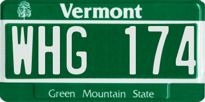 VT license plate WHG174