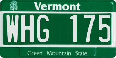VT license plate WHG175