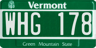 VT license plate WHG178