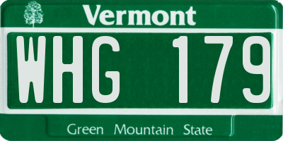 VT license plate WHG179
