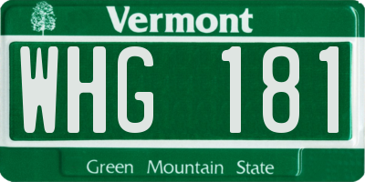 VT license plate WHG181