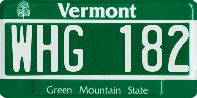 VT license plate WHG182