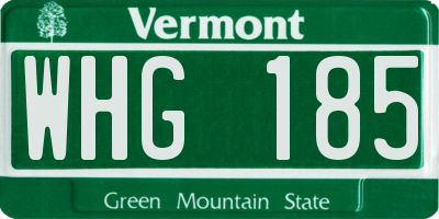 VT license plate WHG185