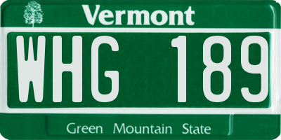 VT license plate WHG189