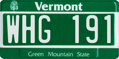 VT license plate WHG191