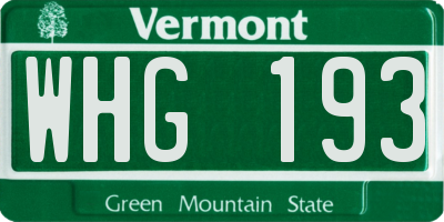 VT license plate WHG193
