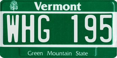 VT license plate WHG195