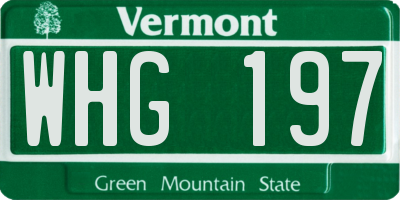 VT license plate WHG197