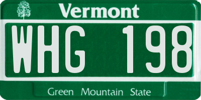 VT license plate WHG198