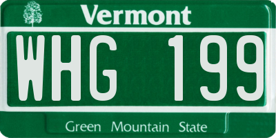 VT license plate WHG199