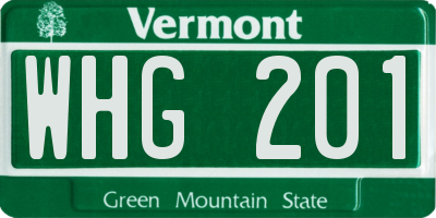 VT license plate WHG201