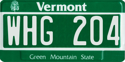 VT license plate WHG204