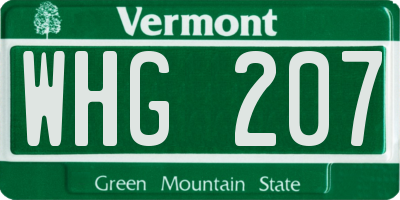 VT license plate WHG207