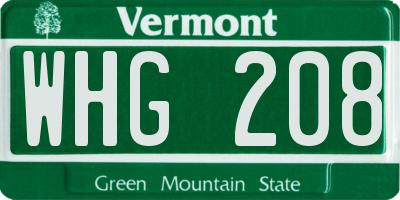 VT license plate WHG208