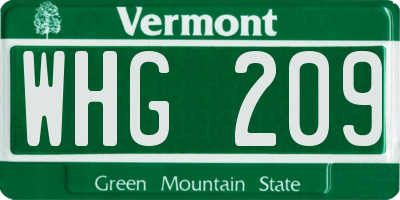 VT license plate WHG209